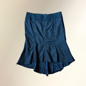 Dark Gray High-Low Flared Wool Skirt
